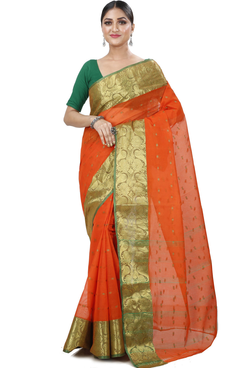 Orange Pure Cotton Saloni Tant Saree (1029)